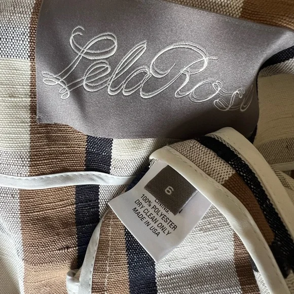 LELA ROSE Plaid Linen & Cotton Crop Jacket in Natural Multi